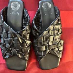 Vince Camuto Black Braided Slides